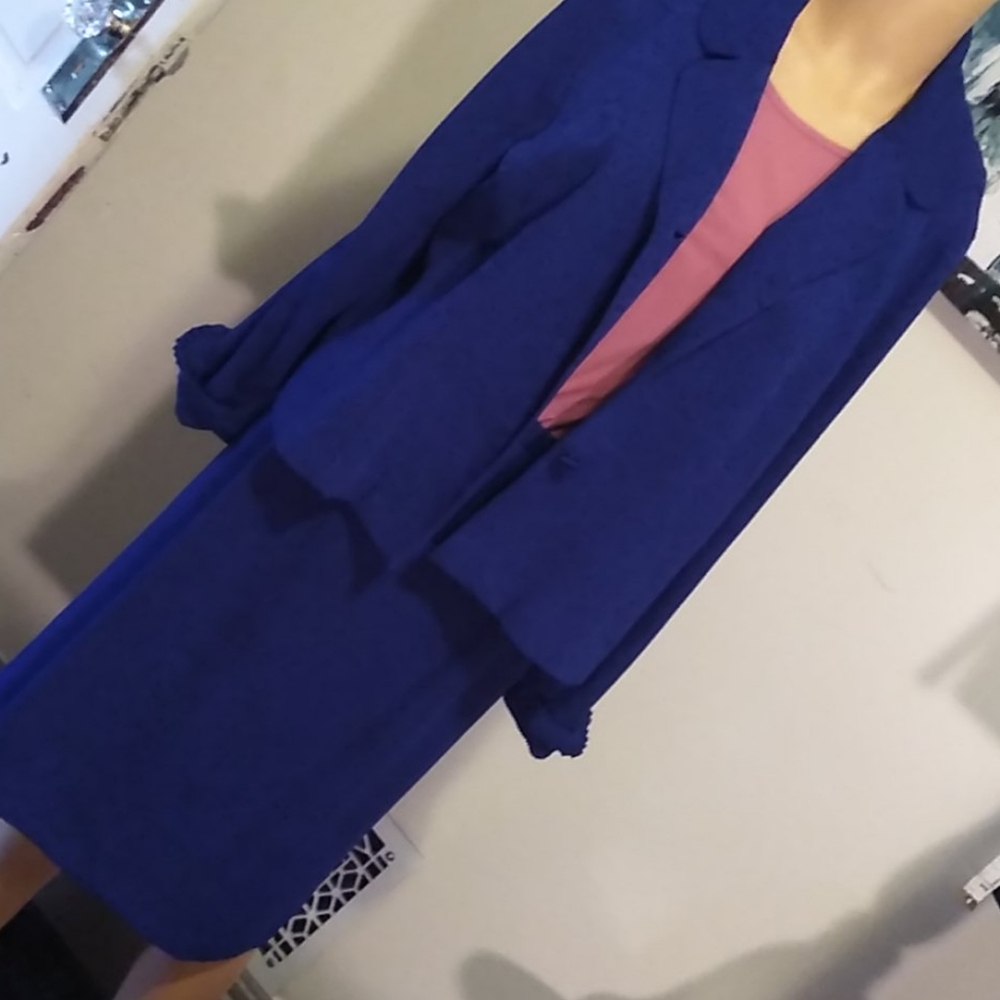 Royal Blue Embossed Pattern Suit - image 1